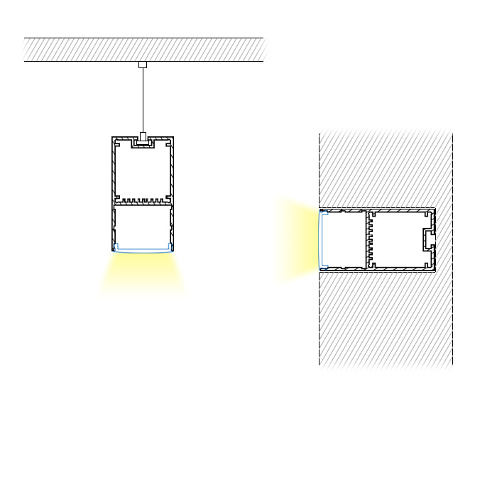 Hanging Ceiling Light LED Channel Diffuser - 33.2mm Inner Width Hanging Ceiling Light LED Channel Diffuser - 33.2mm Inner Width